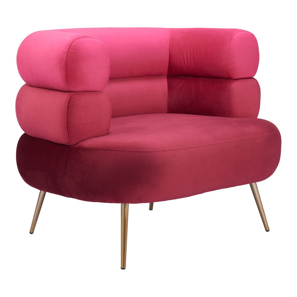 Sillón Ocasional para Consultorio - ZUO ARISH - Rojo - Asiento y Respaldo Tapizados en Tela Tipo Terciopelo - 109999 - Zuo - NOGAL BEAT - Sillón Ocasional