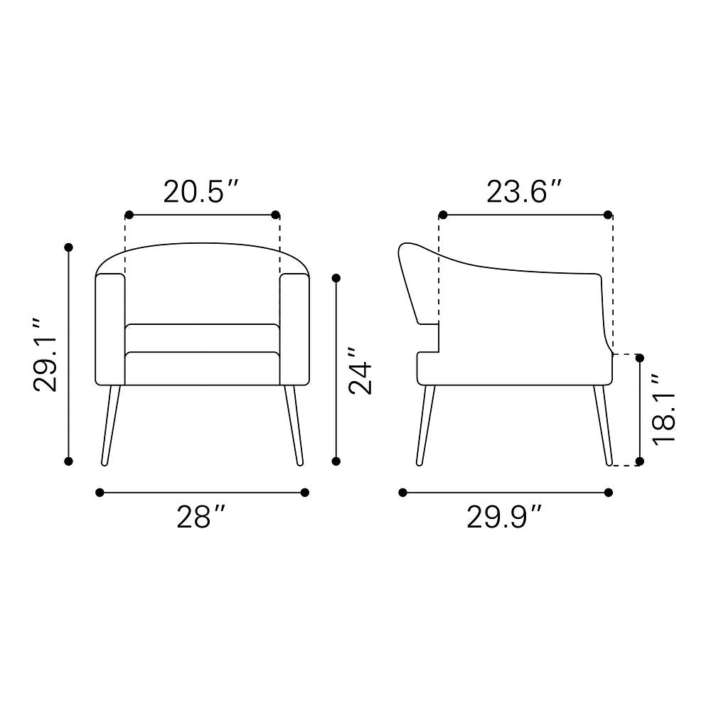 Sillón Ocasional para Consultorio - ZUO BERKELEY - Varios Colores - Asiento y Respaldo Tapizados en Piel Sintética - 109051 - Zuo - NOGAL BEAT - Sillón Ocasional