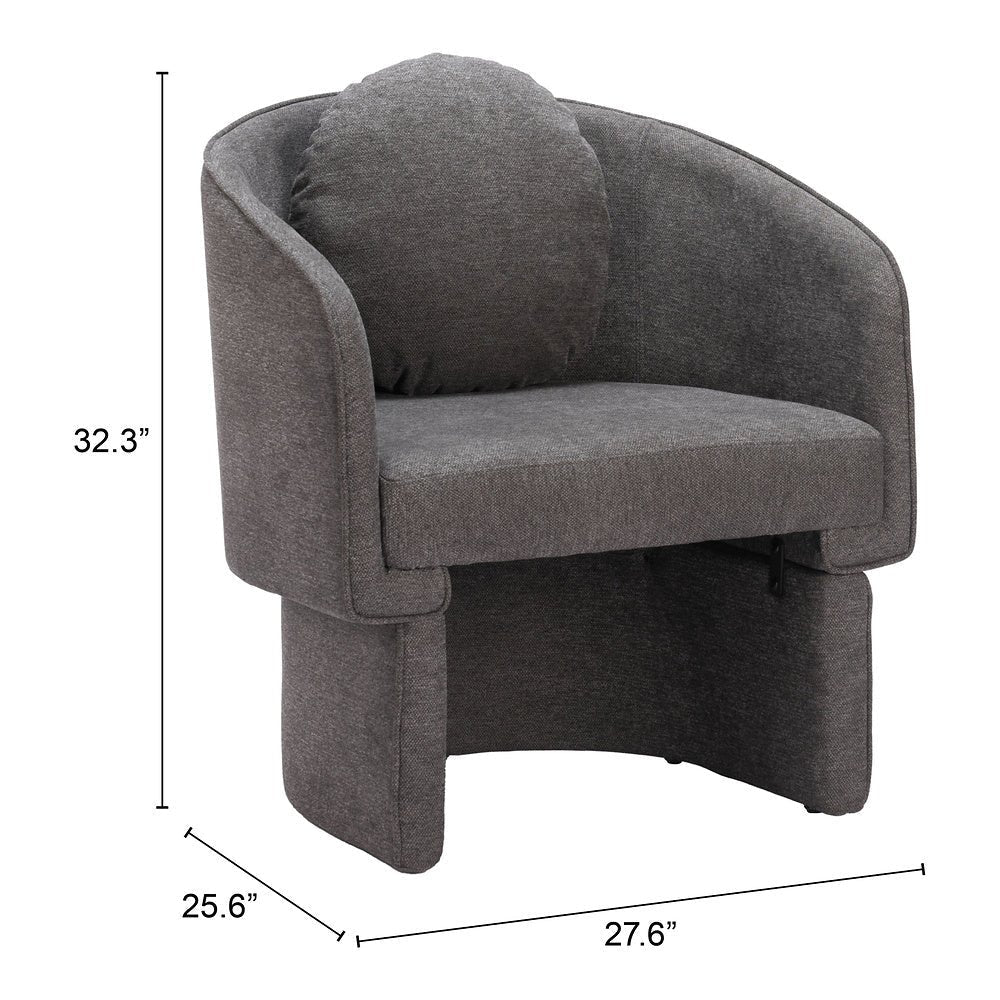 Sillón Ocasional para Consultorio - ZUO OLYA - Gris Trufa - Asiento y Respaldo Tapizados - 110014 - Zuo - NOGAL BEAT - Sillón Ocasional