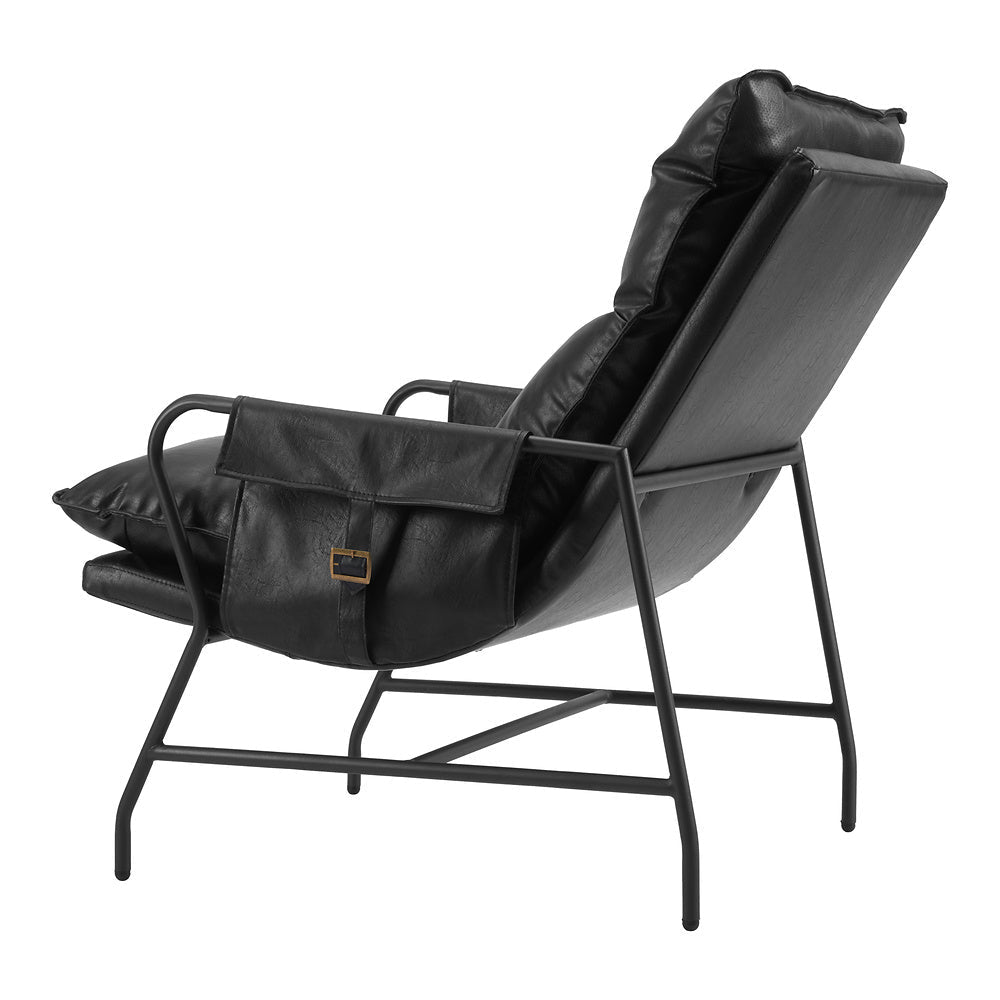 Sillón Ocasional para Coworking - ZUO HALAUS - Negro - Asiento y Respaldo Tapizados en Piel Sintética - 110204 - Zuo - NOGAL BEAT - Sillón Ocasional