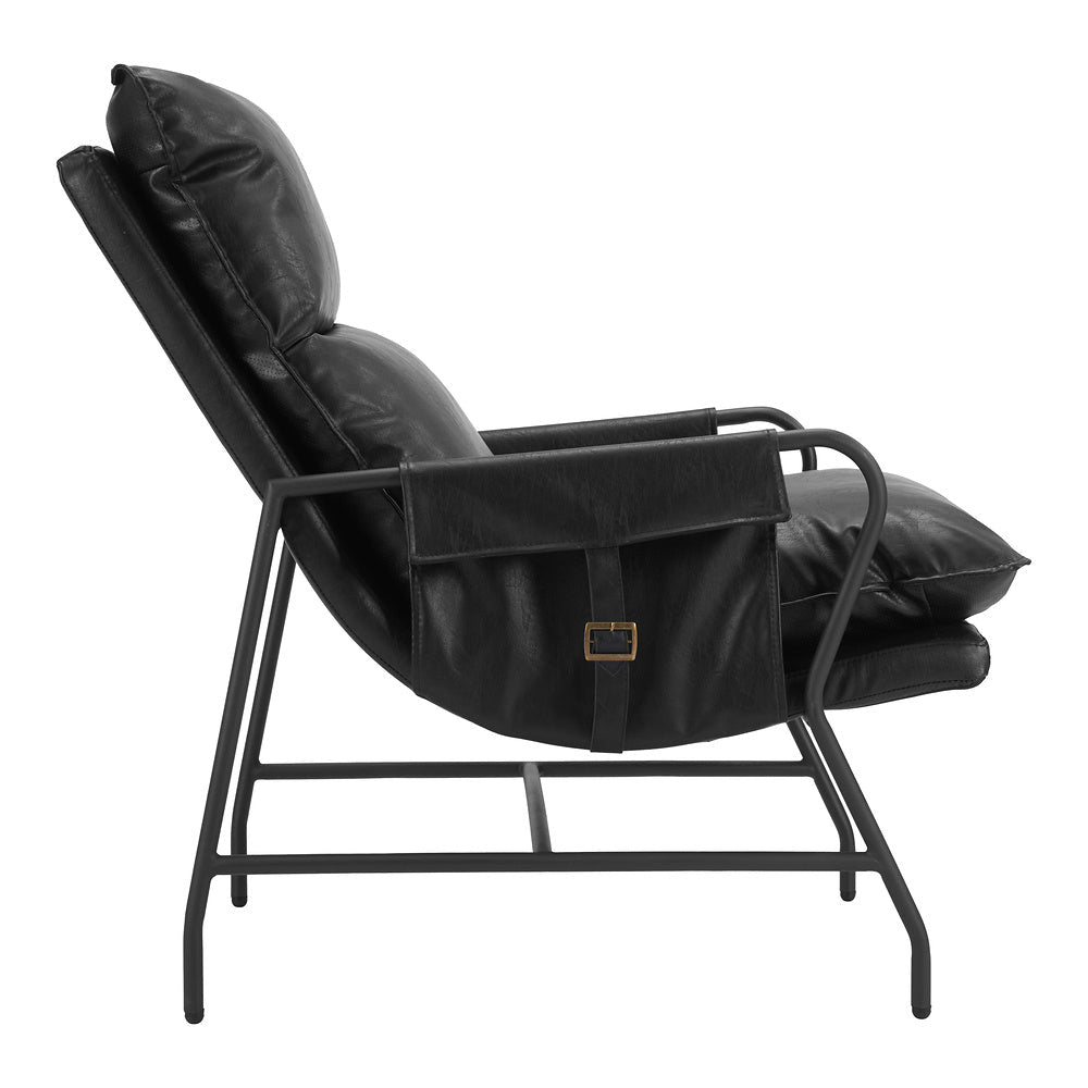Sillón Ocasional para Coworking - ZUO HALAUS - Negro - Asiento y Respaldo Tapizados en Piel Sintética - 110204 - Zuo - NOGAL BEAT - Sillón Ocasional