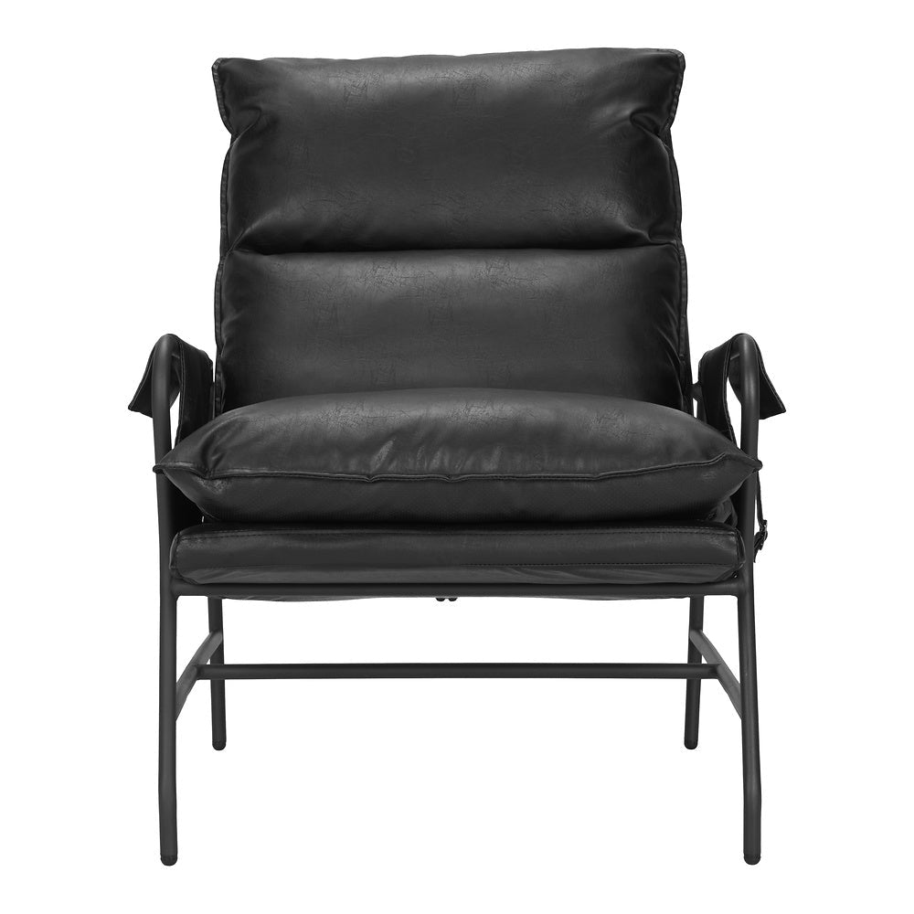 Sillón Ocasional para Coworking - ZUO HALAUS - Negro - Asiento y Respaldo Tapizados en Piel Sintética - 110204 - Zuo - NOGAL BEAT - Sillón Ocasional