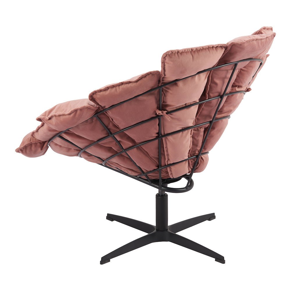 Sillón Ocasional para Coworking - ZUO KIPAS - Rosa - Asiento y Respaldo Tapizados en Tela Tipo Terciopelo - 110339 - Zuo - NOGAL BEAT - Sillón Ocasional
