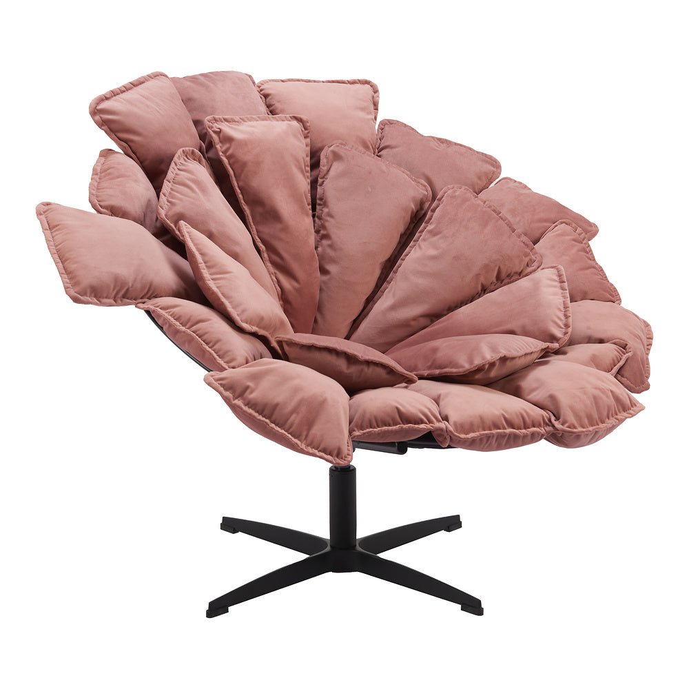 Sillón Ocasional para Coworking - ZUO KIPAS - Rosa - Asiento y Respaldo Tapizados en Tela Tipo Terciopelo - 110339 - Zuo - NOGAL BEAT - Sillón Ocasional