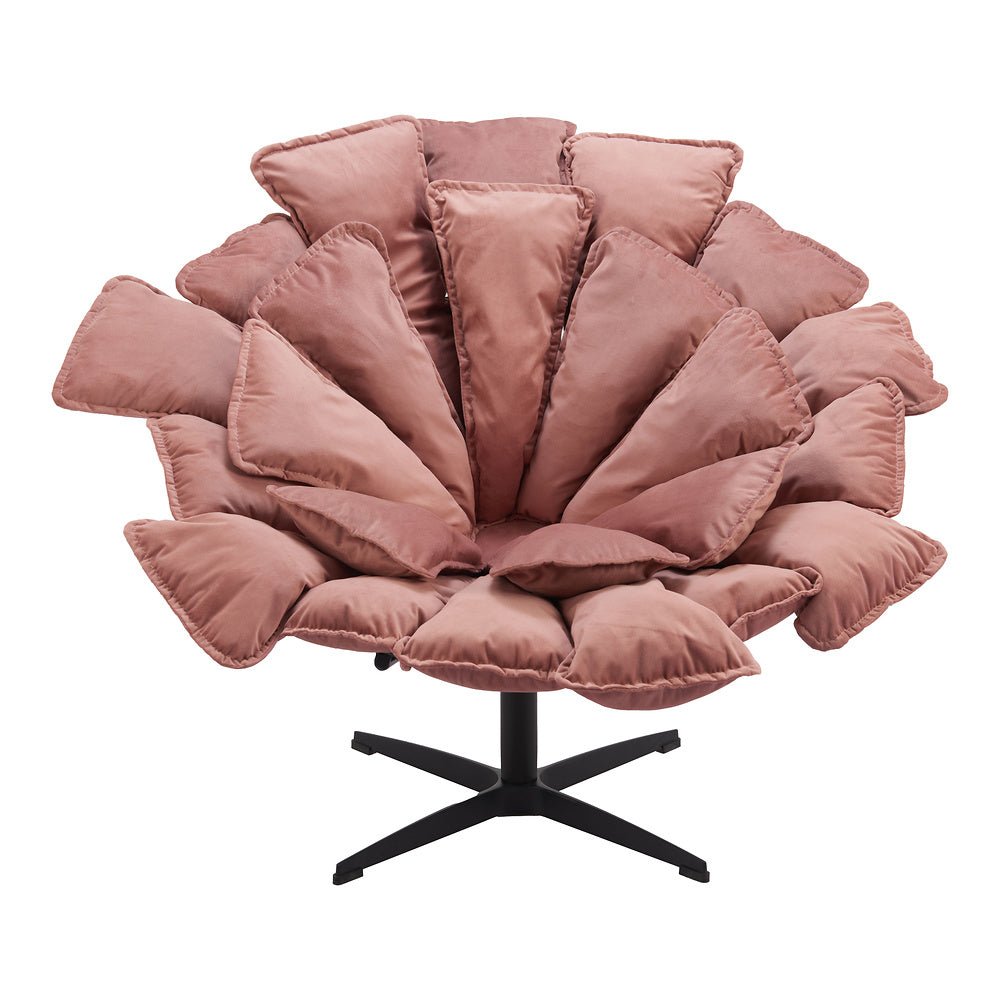 Sillón Ocasional para Coworking - ZUO KIPAS - Rosa - Asiento y Respaldo Tapizados en Tela Tipo Terciopelo - 110339 - Zuo - NOGAL BEAT - Sillón Ocasional