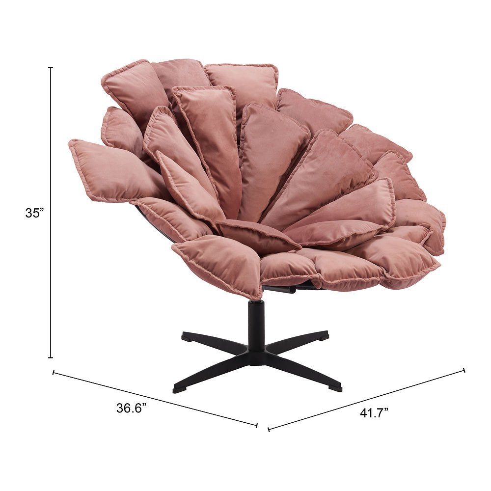 Sillón Ocasional para Coworking - ZUO KIPAS - Rosa - Asiento y Respaldo Tapizados en Tela Tipo Terciopelo - 110339 - Zuo - NOGAL BEAT - Sillón Ocasional