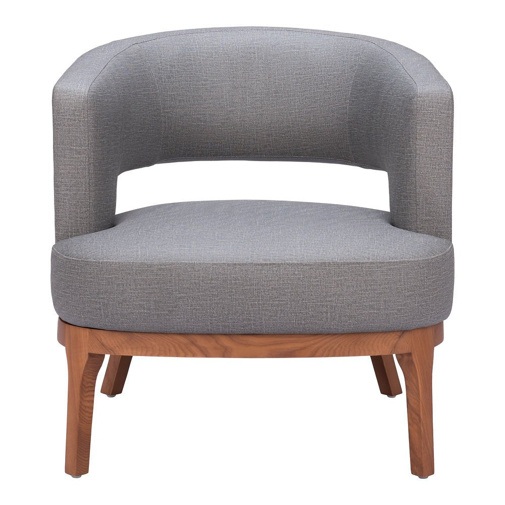 Sillón Ocasional para Coworking - ZUO PENRYN - Gris Pizarra - Asiento y Respaldo Tapizados en Lino Sintético - 110112 - Zuo - NOGAL BEAT - Sillón Ocasional