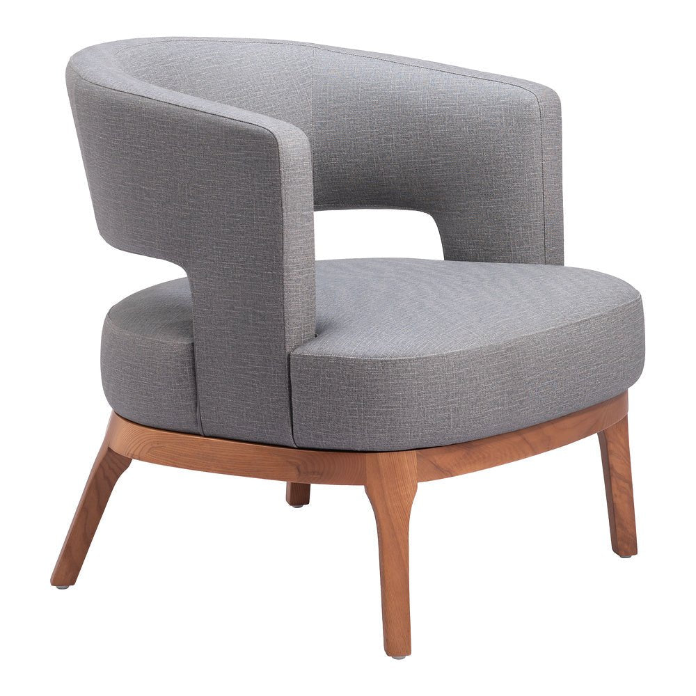 Sillón Ocasional para Coworking - ZUO PENRYN - Gris Pizarra - Asiento y Respaldo Tapizados en Lino Sintético - 110112 - Zuo - NOGAL BEAT - Sillón Ocasional