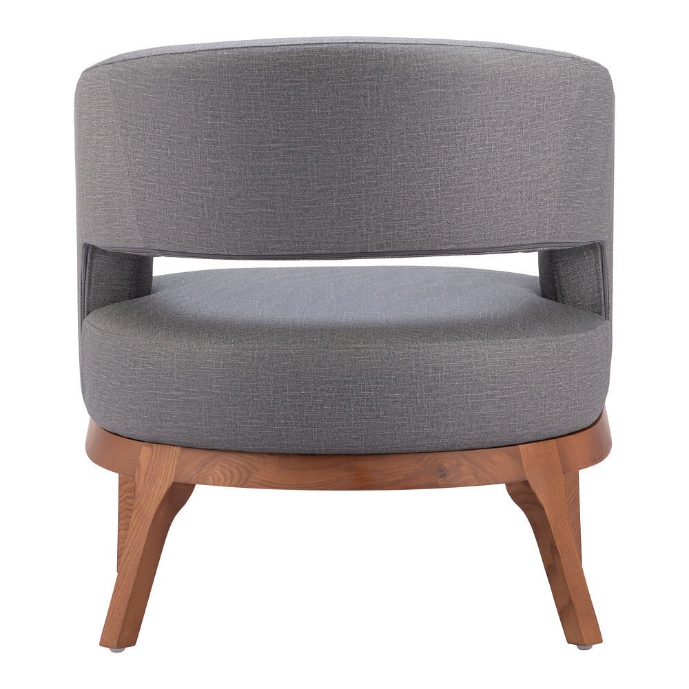 Sillón Ocasional para Coworking - ZUO PENRYN - Gris Pizarra - Asiento y Respaldo Tapizados en Lino Sintético - 110112 - Zuo - NOGAL BEAT - Sillón Ocasional