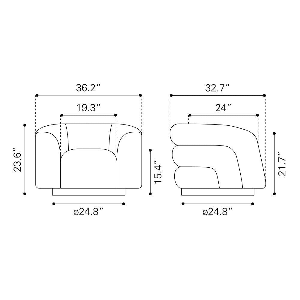 Sillón Ocasional para Lobby de Hotel - ZUO HAVN - Negro - Asiento y Respaldo Tapizados en Tejido Texturizado - 110006 - Zuo - NOGAL BEAT - Sillón Ocasional
