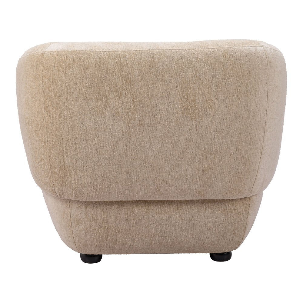Sillón Ocasional para Lounge - ZUO BEKKER - Beige Dorado - Asiento y Respaldo Tapizados en Tejido Texturizado - 110007 - Zuo - NOGAL BEAT - Sillón Ocasional