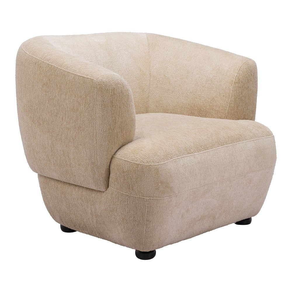 Sillón Ocasional para Lounge - ZUO BEKKER - Beige Dorado - Asiento y Respaldo Tapizados en Tejido Texturizado - 110007 - Zuo - NOGAL BEAT - Sillón Ocasional