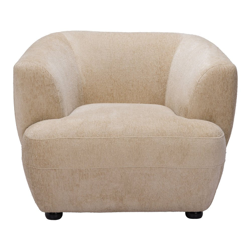 Sillón Ocasional para Lounge - ZUO BEKKER - Beige Dorado - Asiento y Respaldo Tapizados en Tejido Texturizado - 110007 - Zuo - NOGAL BEAT - Sillón Ocasional