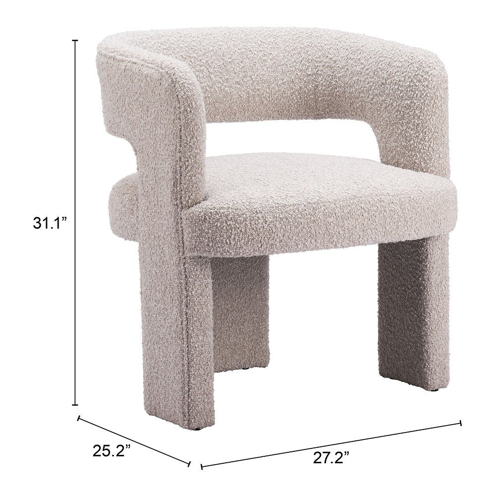 Sillón Ocasional para Lounge - ZUO JAVA - Beige Arena - Asiento y Respaldo Tapizados en Tela Tipo Borrego - 109989 - Zuo - NOGAL BEAT - Sillón Ocasional