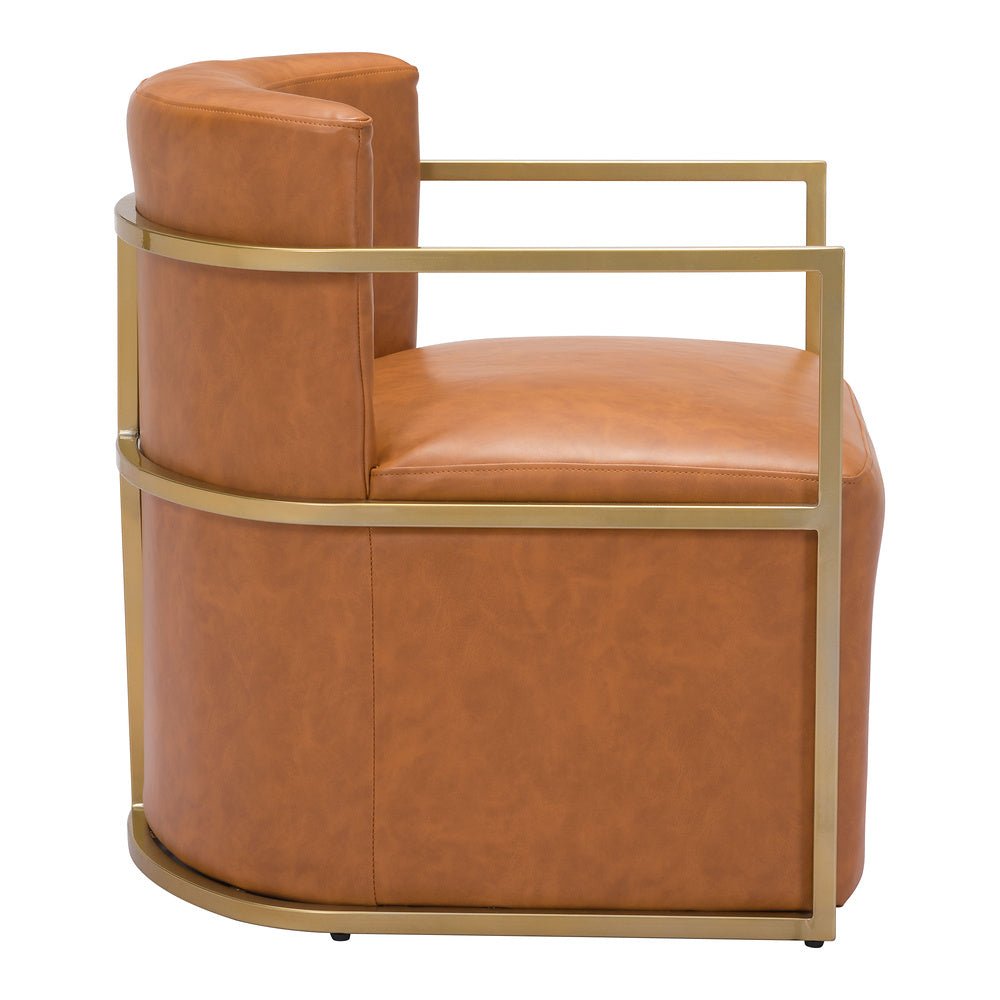 Sillón Ocasional para Lounge - ZUO XANDER - Café - Asiento y Respaldo Tapizados en Piel Sintética - 102053 - Zuo - NOGAL BEAT - Sillón Ocasional