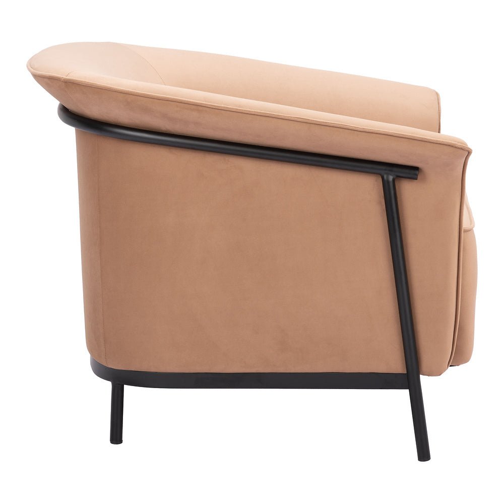 Sillón Ocasional para Recepción - ZUO BURRY - Camel - Asiento y Respaldo Tapizados - 110117 - Zuo - NOGAL BEAT - Sillón Ocasional