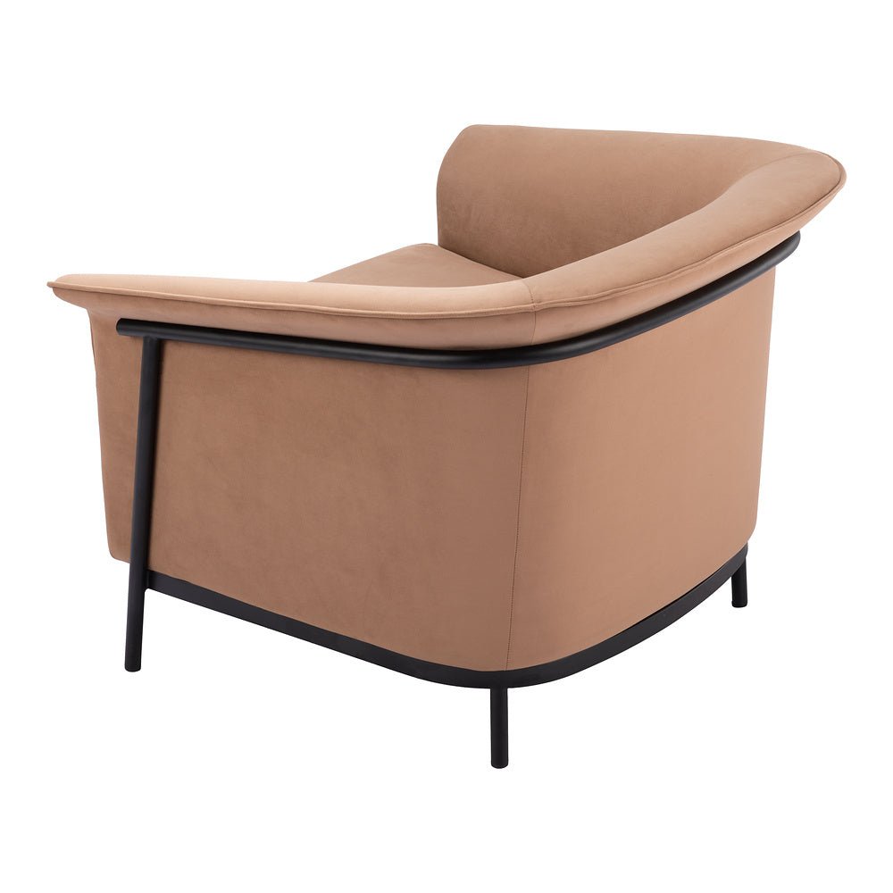 Sillón Ocasional para Recepción - ZUO BURRY - Camel - Asiento y Respaldo Tapizados - 110117 - Zuo - NOGAL BEAT - Sillón Ocasional