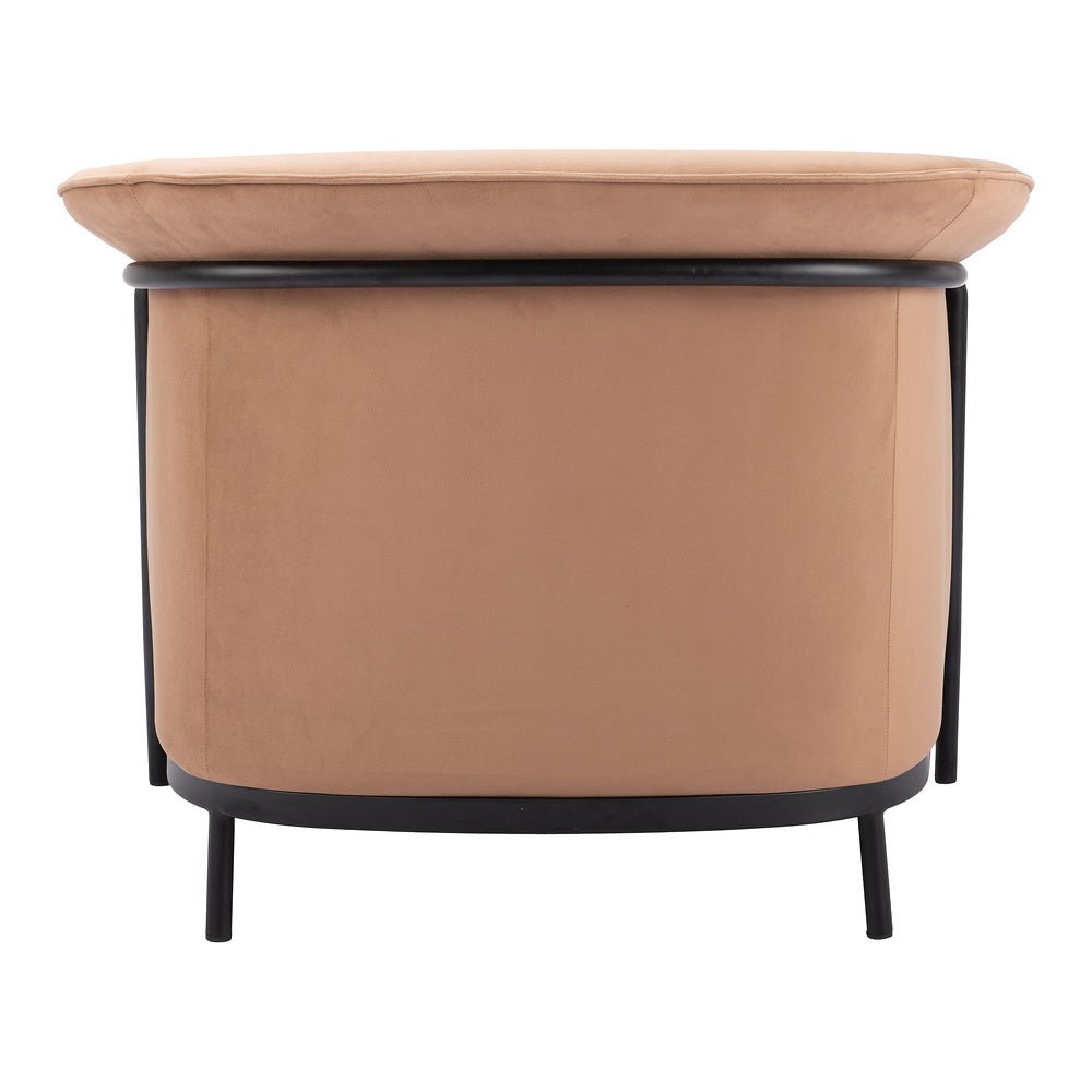 Sillón Ocasional para Recepción - ZUO BURRY - Camel - Asiento y Respaldo Tapizados - 110117 - Zuo - NOGAL BEAT - Sillón Ocasional