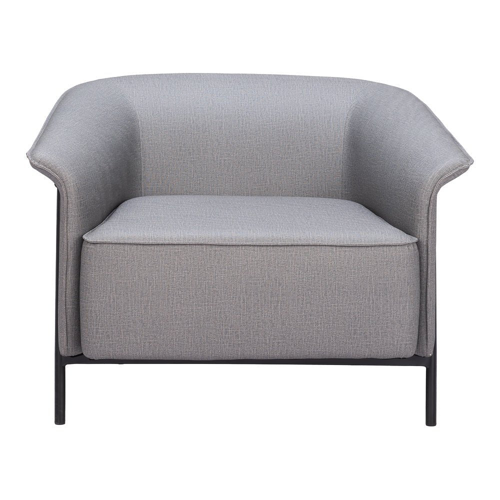 Sillón Ocasional para Recepción - ZUO BURRY - Gris Pizarra - Asiento y Respaldo Tapizados en Lino Sintético - 110116 - Zuo - NOGAL BEAT - Sillón Ocasional