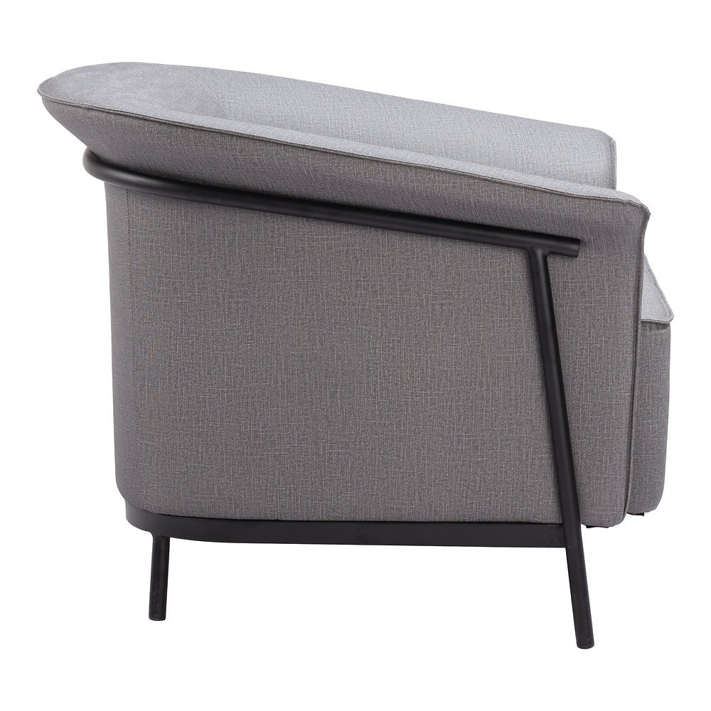 Sillón Ocasional para Recepción - ZUO BURRY - Gris Pizarra - Asiento y Respaldo Tapizados en Lino Sintético - 110116 - Zuo - NOGAL BEAT - Sillón Ocasional