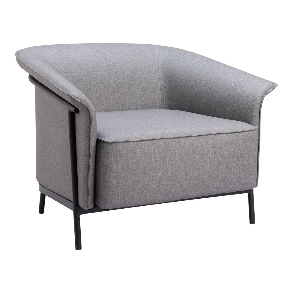 Sillón Ocasional para Recepción - ZUO BURRY - Gris Pizarra - Asiento y Respaldo Tapizados en Lino Sintético - 110116 - Zuo - NOGAL BEAT - Sillón Ocasional