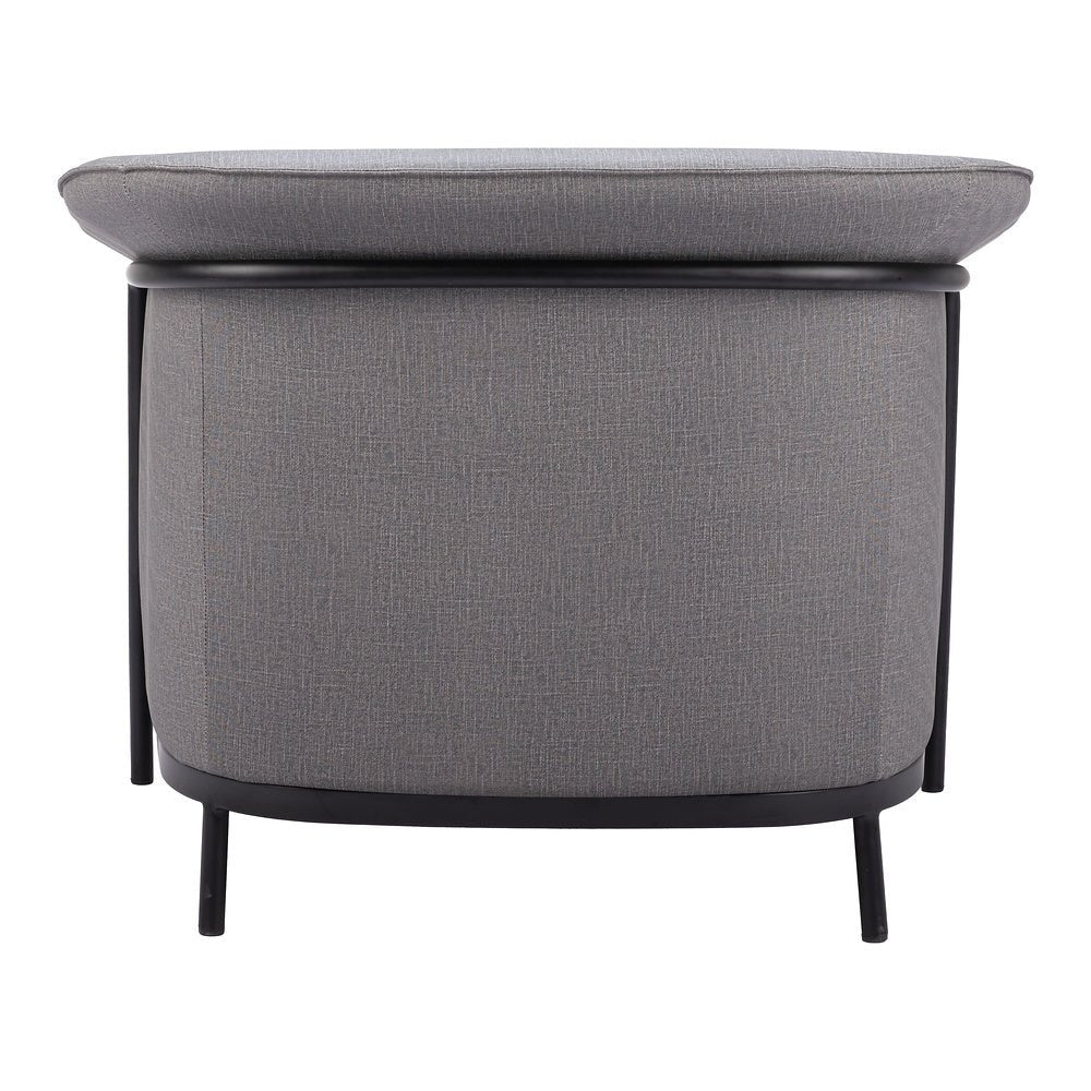 Sillón Ocasional para Recepción - ZUO BURRY - Gris Pizarra - Asiento y Respaldo Tapizados en Lino Sintético - 110116 - Zuo - NOGAL BEAT - Sillón Ocasional