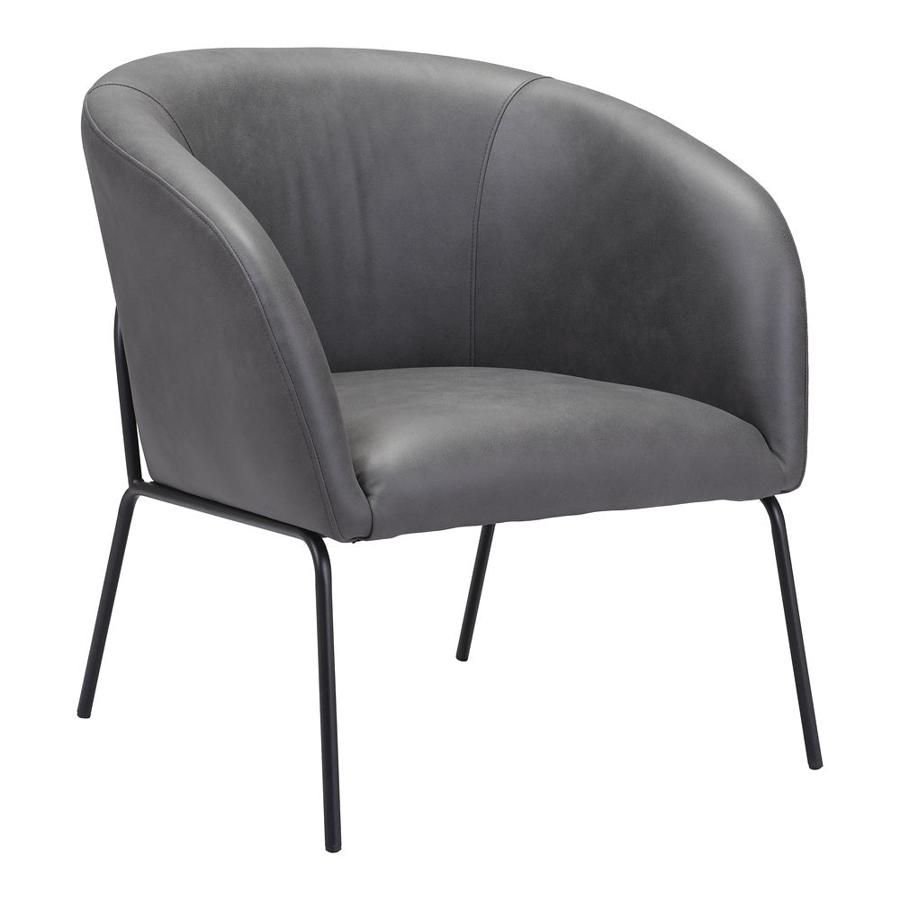 Sillón Ocasional para Recepción - ZUO QUINTEN - Varios Colores - Asiento y Respaldo Tapizados en Piel Sintética - 109056 - Zuo - NOGAL BEAT - Sillón Ocasional
