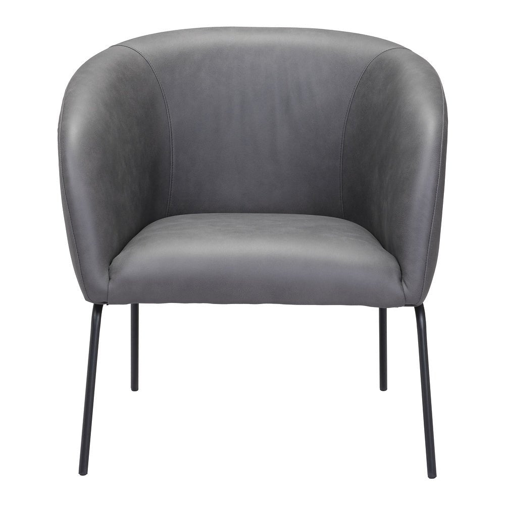 Sillón Ocasional para Recepción - ZUO QUINTEN - Varios Colores - Asiento y Respaldo Tapizados en Piel Sintética - 109056 - Zuo - NOGAL BEAT - Sillón Ocasional