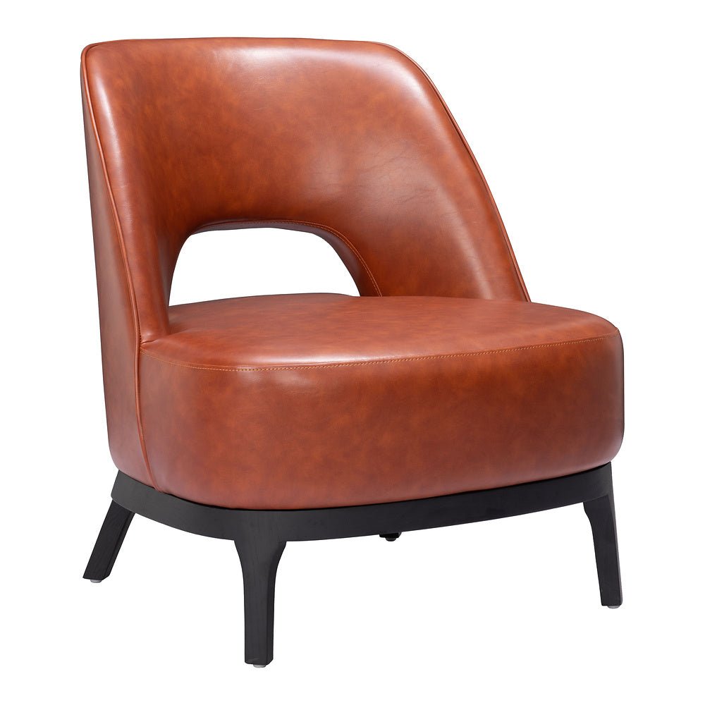 Sillón Ocasional para Sala de Espera - ZUO MISTLEY - Café - Asiento y Respaldo Tapizados en Piel Sintética - 110109 - Zuo - NOGAL BEAT - Sillón Ocasional