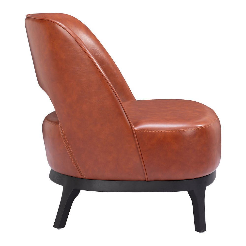 Sillón Ocasional para Sala de Espera - ZUO MISTLEY - Café - Asiento y Respaldo Tapizados en Piel Sintética - 110109 - Zuo - NOGAL BEAT - Sillón Ocasional