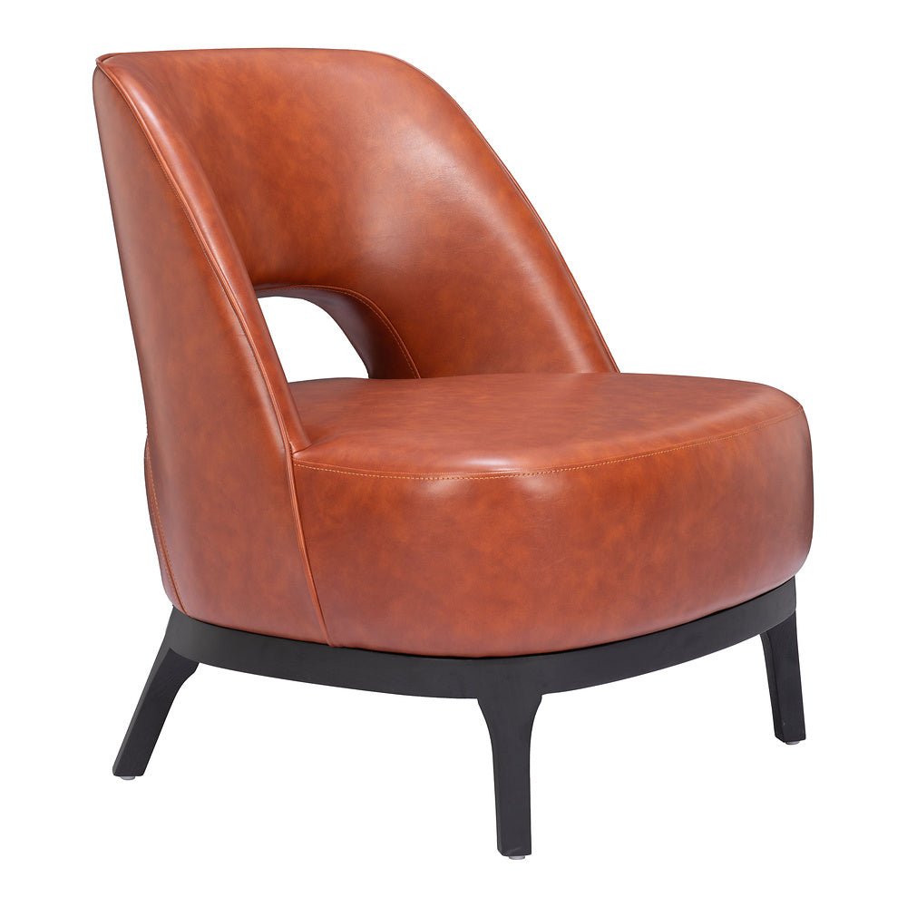 Sillón Ocasional para Sala de Espera - ZUO MISTLEY - Café - Asiento y Respaldo Tapizados en Piel Sintética - 110109 - Zuo - NOGAL BEAT - Sillón Ocasional