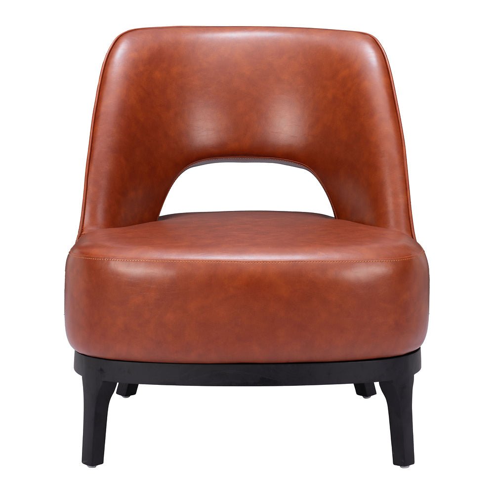 Sillón Ocasional para Sala de Espera - ZUO MISTLEY - Café - Asiento y Respaldo Tapizados en Piel Sintética - 110109 - Zuo - NOGAL BEAT - Sillón Ocasional