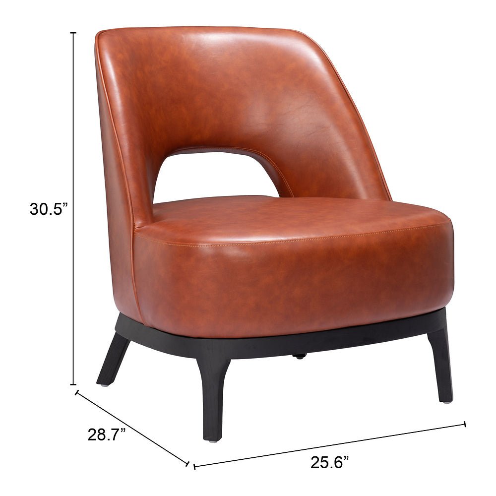 Sillón Ocasional para Sala de Espera - ZUO MISTLEY - Café - Asiento y Respaldo Tapizados en Piel Sintética - 110109 - Zuo - NOGAL BEAT - Sillón Ocasional