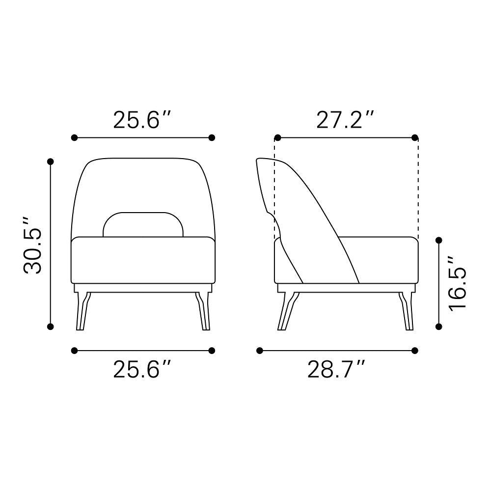Sillón Ocasional para Sala de Espera - ZUO MISTLEY - Gris - Asiento y Respaldo Tapizados - 110110 - Zuo - NOGAL BEAT - Sillón Ocasional