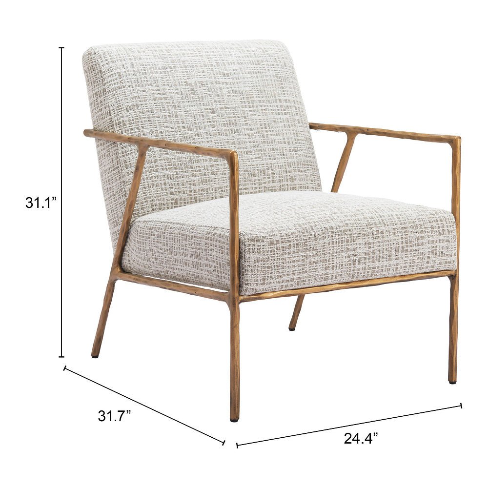 Sillón Ocasional para Sala de Espera - ZUO NORREBRO - Beige Escarcha - Asiento y Respaldo Tapizados en Tejido Texturizado - 110270 - Zuo - NOGAL BEAT - Sillón Ocasional