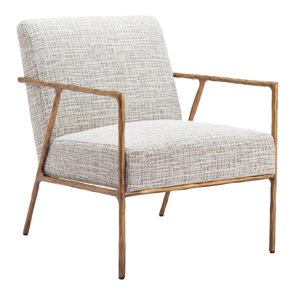 Sillón Ocasional para Sala de Espera - ZUO NORREBRO - Beige Escarcha - Asiento y Respaldo Tapizados en Tejido Texturizado - 110270 - Zuo - NOGAL BEAT - Sillón Ocasional