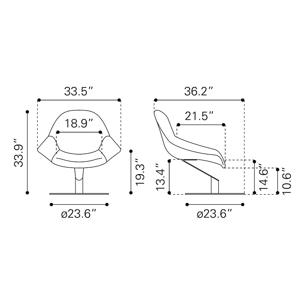 Sillón Ocasional para Sala de Espera - ZUO POOLE - Negro - Asiento y Respaldo Tapizados en Piel Sintética - 110111 - Zuo - NOGAL BEAT - Sillón Ocasional