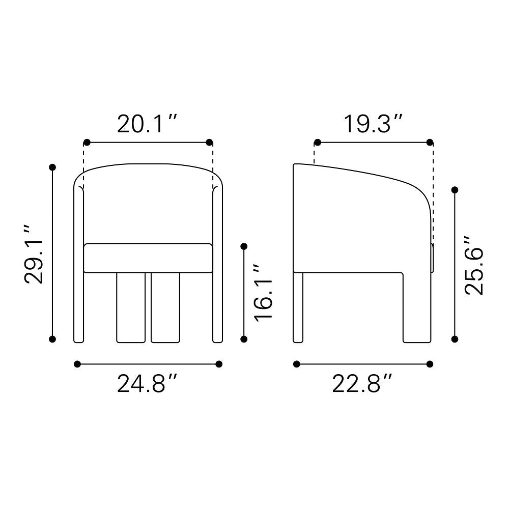 Sillón Ocasional para Salón de Belleza - ZUO HULL - Beige - Asiento y Respaldo Tapizados - 110106 - Zuo - NOGAL BEAT - Sillón Ocasional