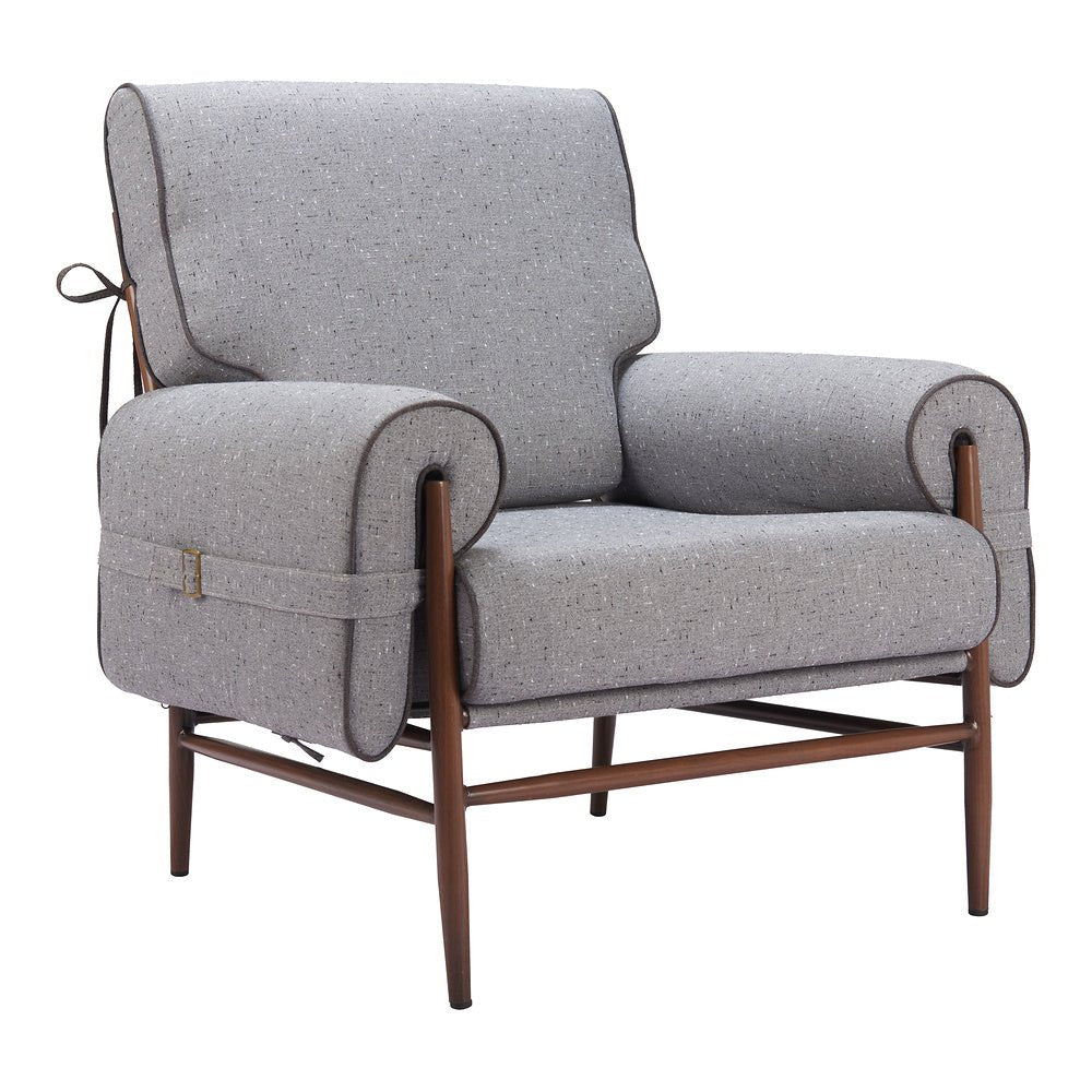 Sillón Ocasional para Salón de Belleza - ZUO KLEM - Gris - Asiento y Respaldo Tapizados en Tejido Texturizado - 110205 - Zuo - NOGAL BEAT - Sillón Ocasional