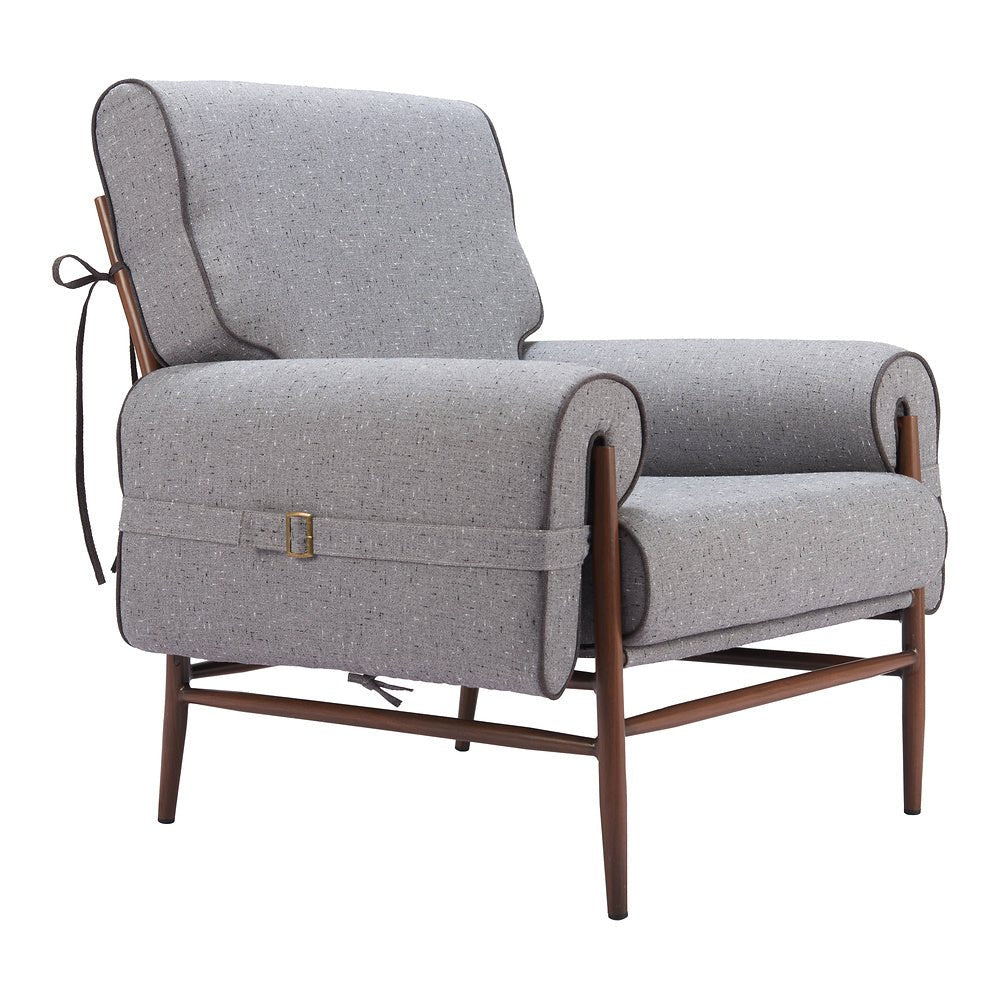 Sillón Ocasional para Salón de Belleza - ZUO KLEM - Gris - Asiento y Respaldo Tapizados en Tejido Texturizado - 110205 - Zuo - NOGAL BEAT - Sillón Ocasional
