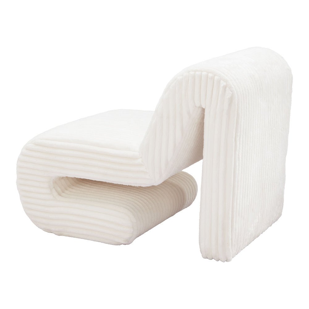 Sillón Ocasional para Salón de Belleza - ZUO OPAM - Blanco - Asiento y Respaldo Tapizados en Pana - 110283 - Zuo - NOGAL BEAT - Sillón Ocasional