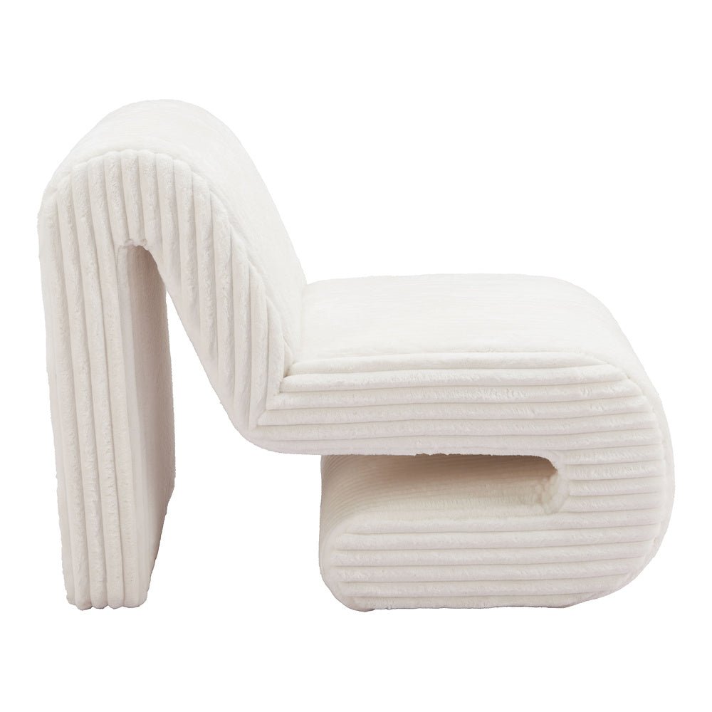 Sillón Ocasional para Salón de Belleza - ZUO OPAM - Blanco - Asiento y Respaldo Tapizados en Pana - 110283 - Zuo - NOGAL BEAT - Sillón Ocasional