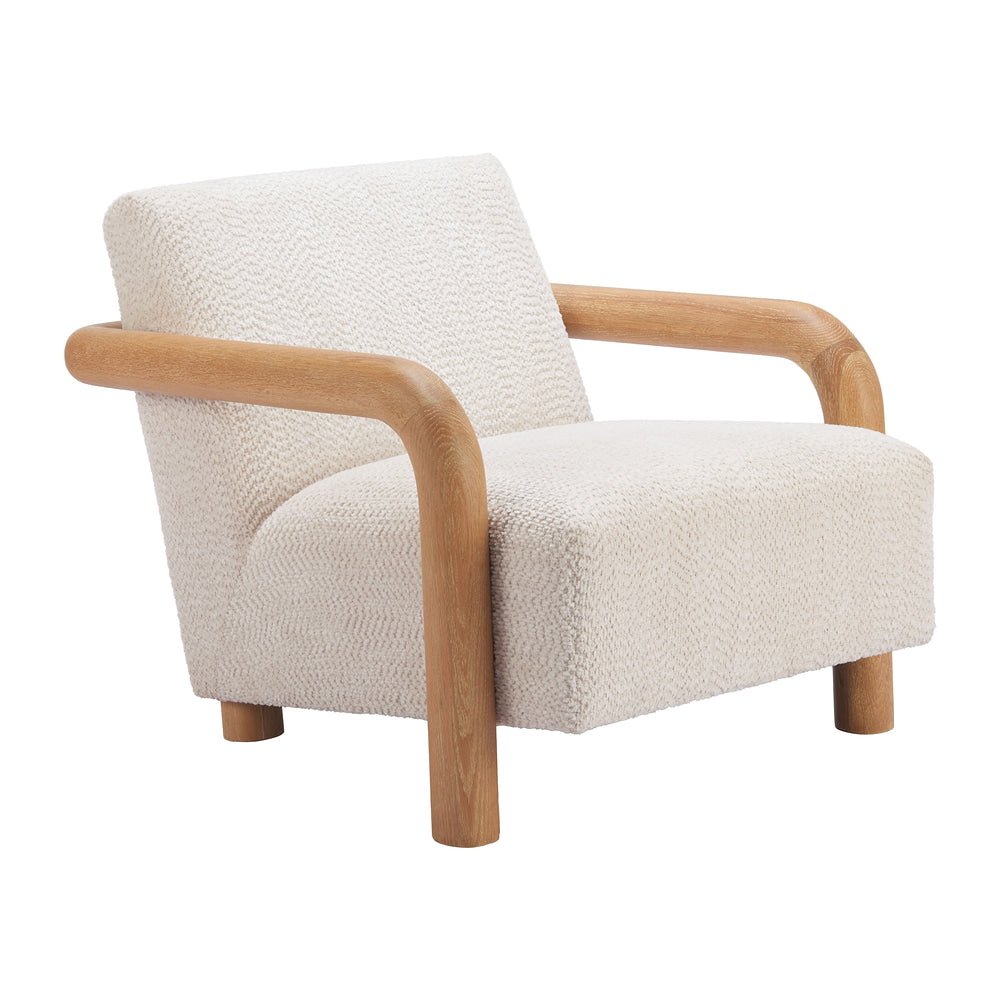 Sillón Ocasional para Salón de Belleza - ZUO SUBLIEM - Blanco Algodón - Asiento y Respaldo Tapizados en Tejido Texturizado - 110650 - Zuo - NOGAL BEAT - Sillón Ocasional