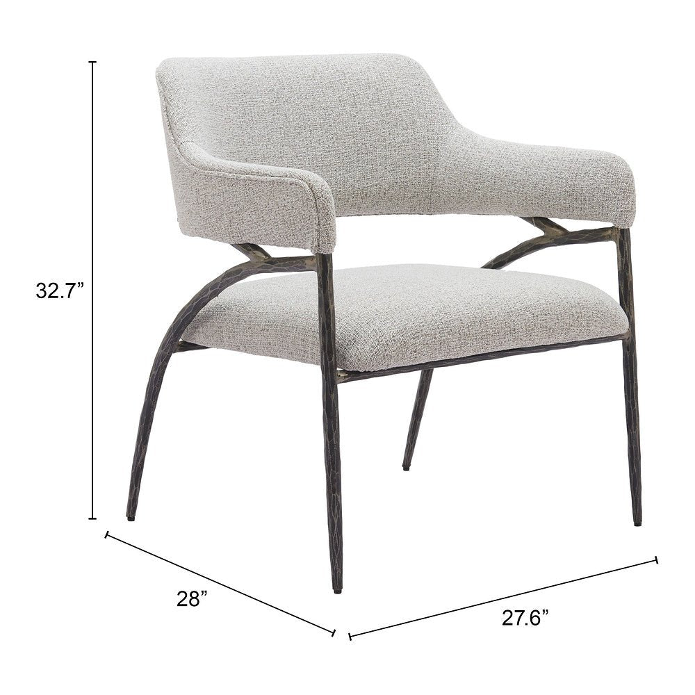 Sillón Ocasional para Salón de Belleza - ZUO VESTERBORO - Gris - Asiento y Respaldo Tapizados en Tejido Texturizado - 110269 - Zuo - NOGAL BEAT - Sillón Ocasional