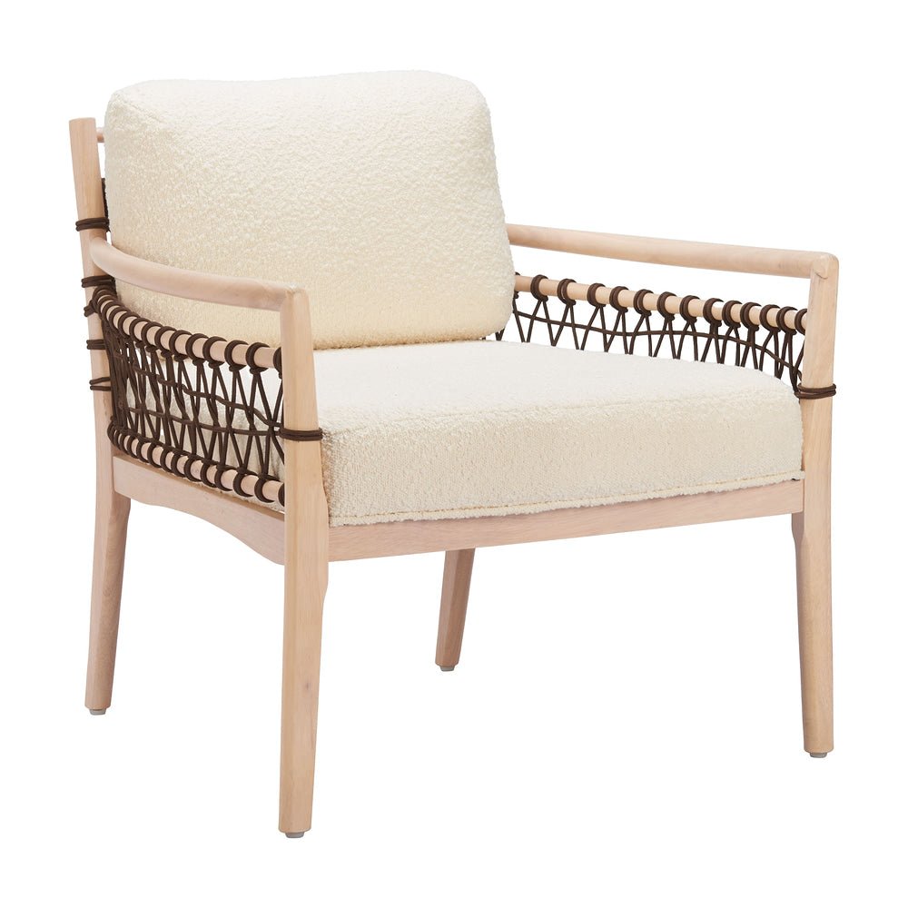 Sillón Ocasional para Salón de Belleza - ZUO WEZLY - Marfil - Asiento y Respaldo Tapizados en Tejido Texturizado - 110687 - Zuo - NOGAL BEAT - Sillón Ocasional