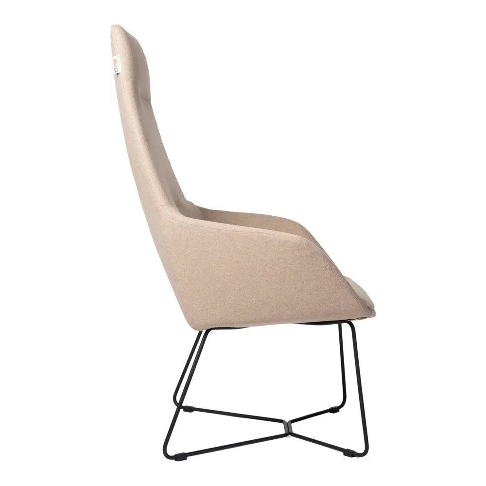 Sillón Ocasional Respaldo Alto - VERSA ALTUS KENT - Estructura Aluminio - Base Trineo Acero Pintado Negro - AL-665S - VERSA - NOGAL BEAT - Sillón Ocasional