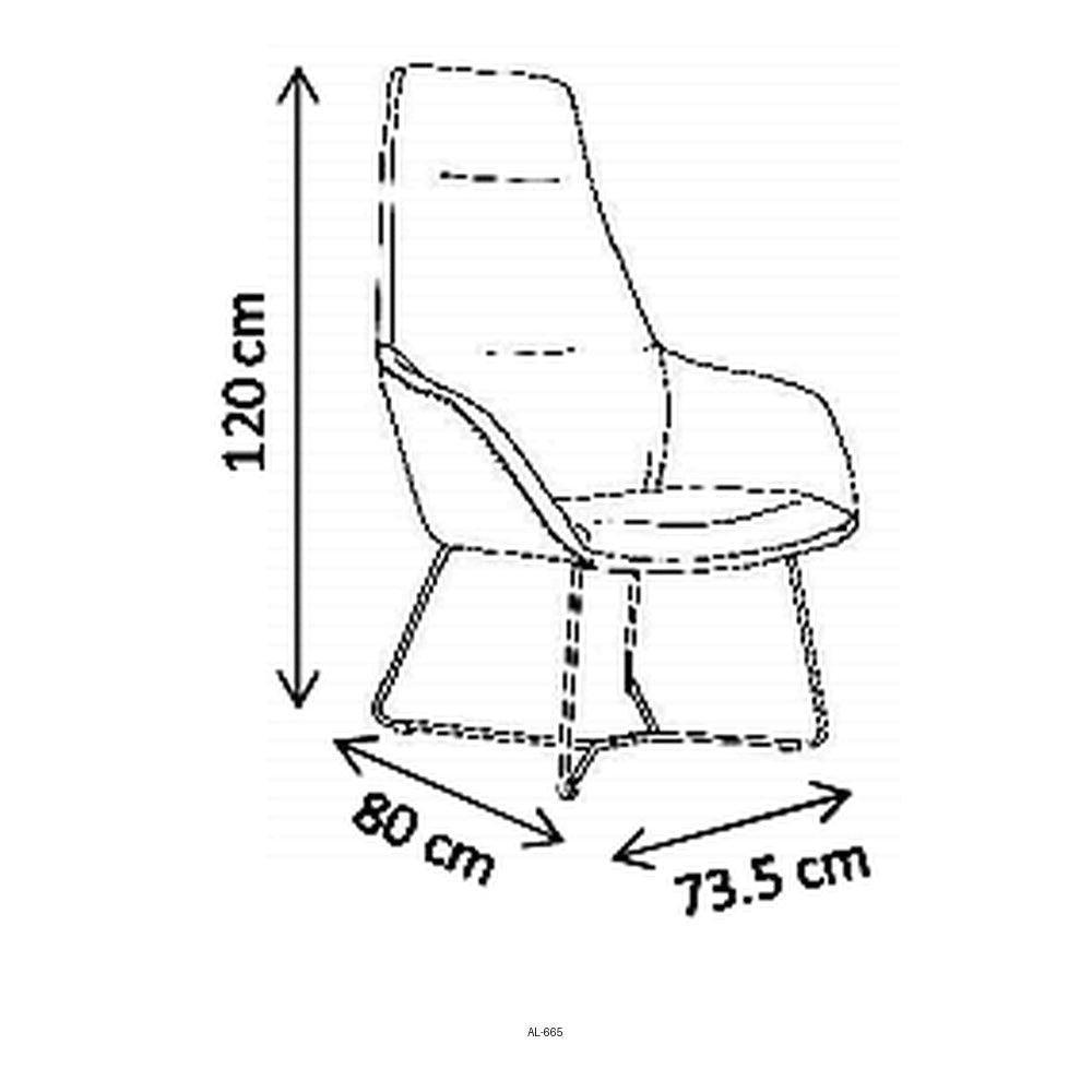 Sillón Ocasional Respaldo Alto - VERSA ALTUS KENT - Estructura Aluminio - Base Trineo Acero Pintado Negro - AL-665S - VERSA - NOGAL BEAT - Sillón Ocasional