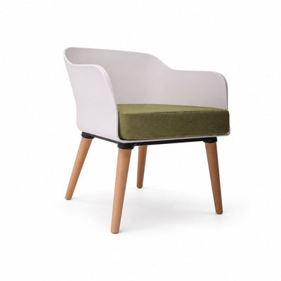 Sillón Ocasional Tapizado Respaldo - VERSA OFFSET - Blanco - Polipropileno Blanco Asiento Tapizado en Tela Memphis o Lux - AL-3034 - VERSA - NOGAL BEAT - Sillón Ocasional