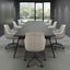 Sillón secretarial Offiho Tripoli OHE-2005 gris tapizado con base estrella giratoria