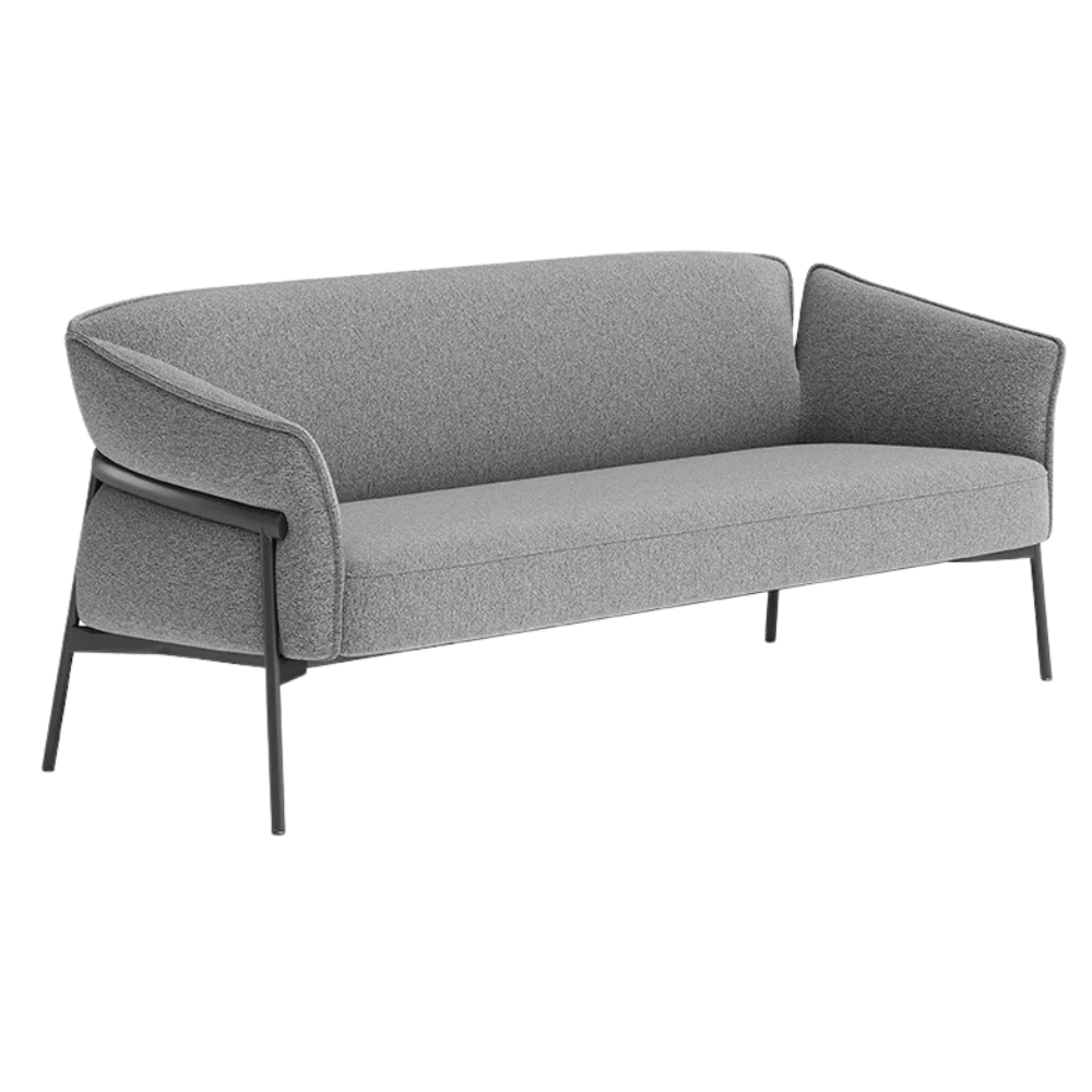 Sillón Offiho Black Isabela tapizado con brazos y respaldo acojinado sobre patas de acero negro